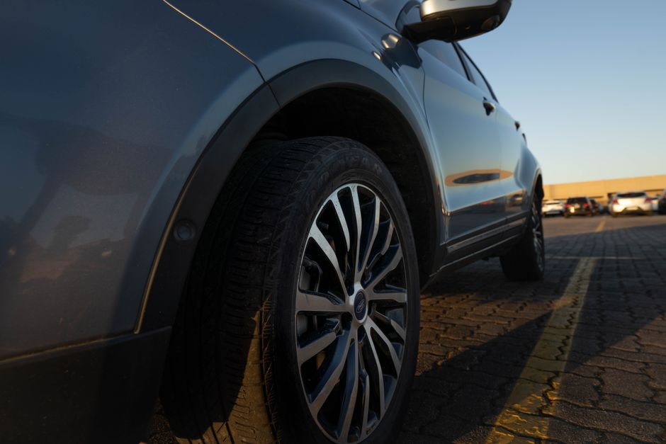 New car tires neatly arranged for installation